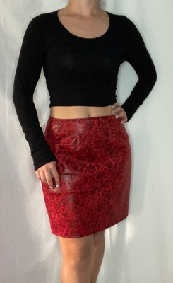 Faux Leather Mini Skirt, Pencil Skirt - image3